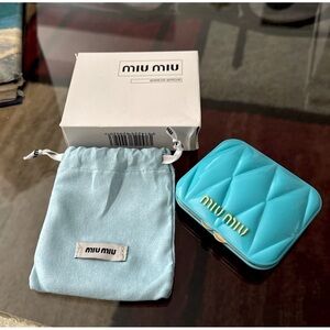 Miu Miu Turquoise Quilted Purse Mirror